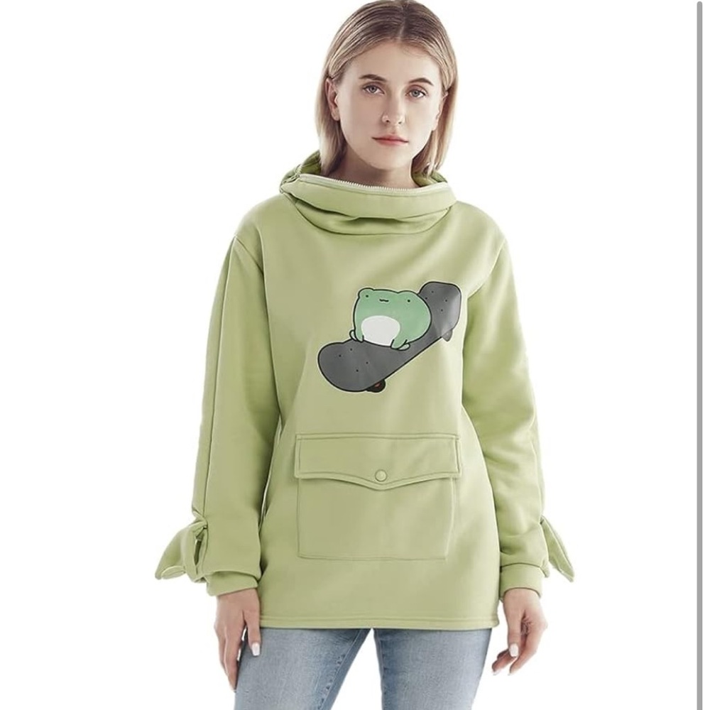 RGOSME, XS, Light Green Frog Hoodie Teen Girls Oversized Graphic Hoodie